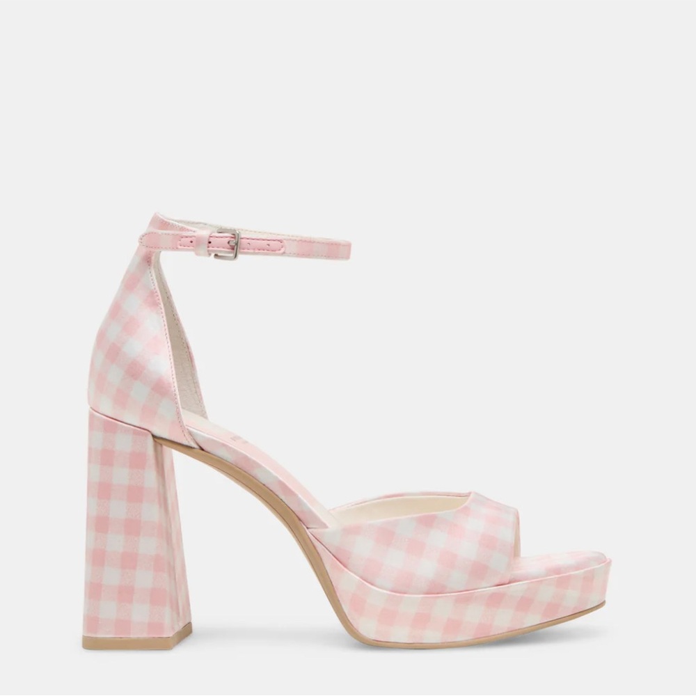 Dolce Vita Pink Gingham Platform Sandals - Picture 3 of 4